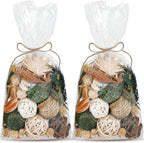 Nuanchu 2 Pack Decorative Balls Potpourri Bowl Filler Decor Natural Vase Bowl Filler Assorted Spherical Rattan Twigs Wicker Balls for Home Decor Centerpiece, No Scent(Green Series,Simple Style)