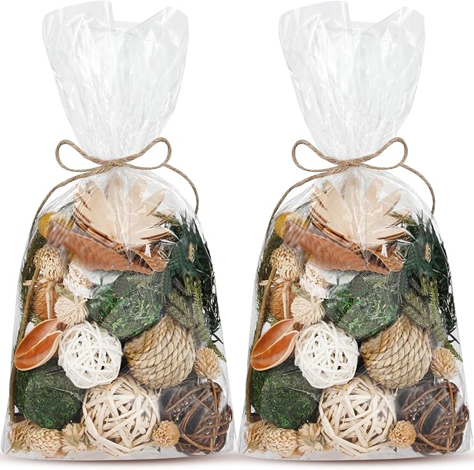 Nuanchu 2 Pack Decorative Balls Potpourri Bowl Filler Decor Natural Vase Bowl Filler Assorted Spherical Rattan Twigs Wicker Balls for Home Decor Centerpiece, No Scent(Green Series,Simple Style)