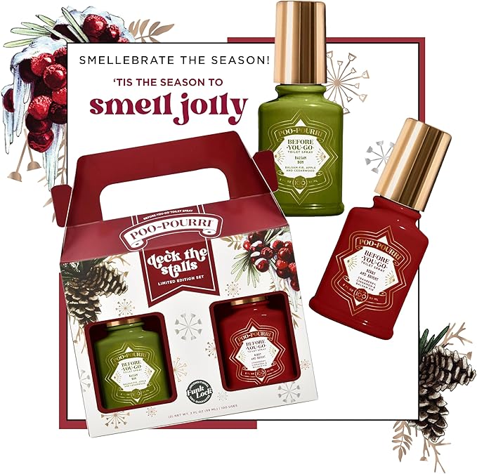 Poo-Pourri Before-You-Go Toilet Spray Gift Set, Berry and Bright and Balsam Bum 2 Ounce Bottles in Gift Box