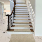 PURE ERA Bullnose Carpet Stair Treads Set Tape Free Non-Slip Indoor Stair Protectors Pet Friendly Rugs Covers Soft Skid Resistant Washable Reusable 9.5" x 30"(14 Pieces,Cream Gray)