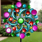 360° Wind Spinners Outdoor with Solar Lights Colorful Dots Garden Decor Yard Lawn Art Decor for Patio Kinetic Windmills 60.63'' H x 13.38'' Dia Unique Gifts for Friends and Family