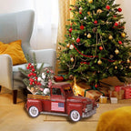 Vintage Red Truck Christmas Decor,Farmhouse Metal Trucks Planter, Decorative Americana Tabletop Storage,Patriotic Table Centerpiece Decorations
