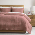 WDCOZY California Oversized Cal King Size Quilt Bedding Sets with 2 Pillow Shams, Lightweight Soft Bedspread Coverlet Bed Cover for All Season, 3 Pieces, 116x106 inches, Rose Red