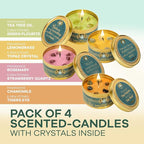 Meditation Candles with Crystals | Natural Aromatherapy Candles for Relaxation & Healing | Stress Relief Candles for Yoga, Meditation & Self Care | 4 Pack Gift Set