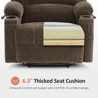 MCombo Power Lift Recliner Chair for Elderly, Lift Chair with Heat and Massage, Extra Wide Lift Recliner for Big People, Fabric R7096 (Medium-Wide, Coffee)