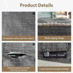 Louis Donné Geometric Unstuffed Pouf Cover Cotton Poufs with White Piping Contact Stiching Footstool Rest Soft Handwoven 17x17in Bean Bag Chair for Room Seating Home Decor ONLY Cover(Dark Grey)