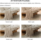 lifein Throw Blanket for Couch, Soft Boho Decor Bed Throw,Cozy Beige Knitted Chenille Small Farmhouse Lightweight Throw(Beige,50 * 60")