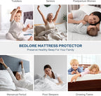 BEDLORE Waterproof Mattress Protector, Queen Size Mattress Pad with Deep Pocket 6"-18" Depth, Soft Dirt-Proof Double Bed Mattress Cover for Bedroom, College Dorm, Hotel (Light Gray)
