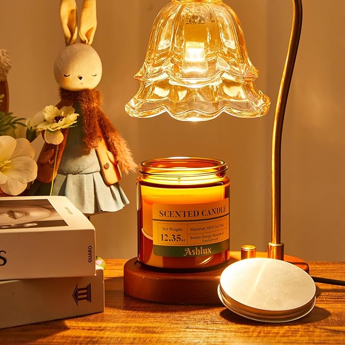 Orange Blossom and Sandalwood Candle,12.35oz Scented Candles with 8% Essential Oils,70 Hour Burn Time Soy Wax Candles for Home Decor,Reading,Jar Candle Gifts for Women and Men