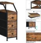 Tohomeor Narrow Dresser Tall Skinny Storage Tower Vertical Slim Chest of Drawers with Charging Station Small Nightstand Side Table for Bedroom, Bathroom, Small Spaces (Rustic Brown, 3 Drawers)
