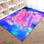 Pink Gaming Rugs for Girls Bedroom Butterfly Rug 4x6 ft Gaming Room Decor Gaming Area Rug Teen Gamer Blue and Pink Carpet for Livingroom,Kids Room,Playroom & Game Room Non-Slip Floor Mat