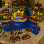 Wehhbtye 59'' x 15.7'' Christmas Village Ocean Display Mat, Christmas Village Miniature Ocean Mat, Xmas Villages PVC Pad Decoration for Holiday Mini Landscape Scene Accessories
