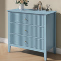Large Muted Blue 3 Drawer Dresser, Painted 30 Inch Tall Wood Nightstand with Storage, Wide Modern Chest of Drawers with Ball Bearing Slide for Bedroom Hallway Living Room Entryway Office