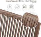 Aluminum Outdoor Patio Dining Chairs - Imitation Rope Vine Chair Ergonomic Backrest Design Detachable Seat Cushion Soft and Breathable Garden Porch Light Brown Set of 8