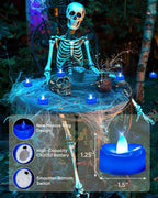 Flameless Candles, 24 Pack Tea Lights Candles Battery Operated, LED Tealight Candle, Realistic Tea Lights for Halloween Christmas Party Decor -D 1.5” x H 1.25” -Blue Candle