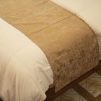 OSVINO Solid Color Chenille Soft No Fading Modern Bed Runner Bedding Scarf Protection, Gold, 210X50cm for 150cm Bed