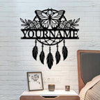 Personalized Dream Catcher Metal Wall Art - Custom Name Iron Sign for Home Decor, 8-30 Inch Black (Style E)