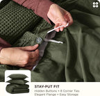 Bedsure Cotton Duvet Cover Set - 100% Cotton Waffle Weave Olive Green Duvet Cover Oversized King Size, GentleSoft™ and Breathable Bedding Set for All Season, 3 Pieces, 120"x98"