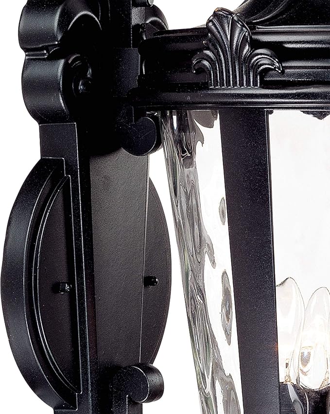 John Timberland Casa Marseille European Outdoor Wall Light Fixture Textured Black Scroll Arm 31" Clear Hammered Glass for Exterior House Porch Patio Outside Deck Garage Yard Front Door Home