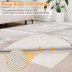 Songrey Non-Slip Rug Pad 8x10 FT, Extra Thick Carpet Pads for Hard Surfaces, Prevents Sliding and Secures Rugs, Provides Floor Protection with Comfort Cushioning