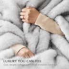 EVERGRACEHOME Luxury Faux Fur Throw Blanket, Soft Fluffy Faux Mink Blankets for Bed, Couch, Sofa, Thick Cozy Plush Warm Fur Throws with Reversible Velvet, Frosted White Wolf, 50"x60"