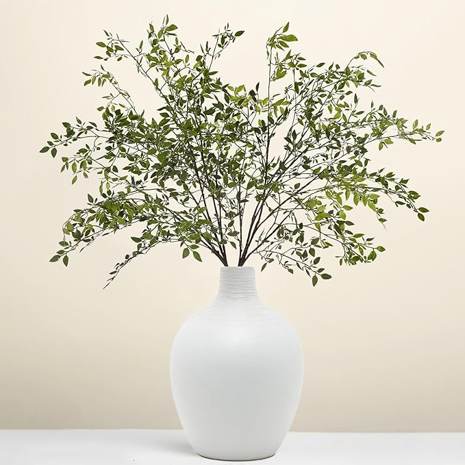 Fake Plants Eucalyptus Stems,Plastics Ficus Stems for Vase Artificial Plants,Greenery Stems Branches for Vase Faux Plants Indoor,Faux Greenery Indoor Vase Fillers for Home Decor（4Pcs Green）
