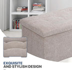 MoNiBloom 30 Inches Storage Ottoman Bench, Rectangle End of Bed Bench, Storage Padded Seat, Linen Fabric Ottoman Footrest for Living Room, Bedroom, Entryway, Sandy Beige