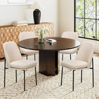 Dining Chairs Set of 2, Modern Dining Chairs, Fabric Upholstered Dining Chairs, Kitchen Chairs with Curved Back and Metal Legs for Dining Room Kitchen Restaurant, Beige