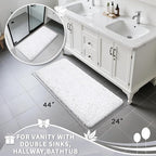 Yimobra Long Bathroom Rug Non Slip 44x24 Inch, Extra Thick Soft Absorbent Chenille Bath Mat, Machine Washable Quick Dry Bath Rugs for Bathroom Floor, Tub and Shower, Home Decor Accessories, White