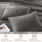 Comfort Spaces Kienna Quilt Set- Double Sided Stitching Design Summer Blanket, Lightweight, Soft, All Season Bedding Layer, Matching Sham, Charcoal, Coverlet Full/Queen(90"x90") 3 Piece