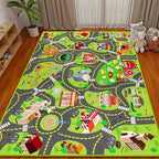 Kids Car Rug Play Mat, Kids Road Car Play Rug for Toy Cars, Educational Town City Map Carpet Vehicle Mat for Boy Playroom Bedroom, Non Slip Car Track Rugs for Kid Baby Children (78.7"X47.3", A)