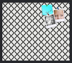 PinPix 28x24 Inch Cork Bulletin Board. This Decorative Framed Pin Board Comes with Black and White Waves Design and a Satin Black Frame. Ideal for Home Office Decor or Message Board (PinPix-194)