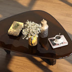 Coffee Table for Living Room Mid Century Modern Center Small Table with Glass Top and Wood, Black Brown
