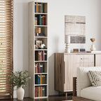 IRONCK Tall Narrow Bookshelf 8 Tiers, Compact Corner Bookcase, Easy to Match for Living Room, Office, Study, Bedroom