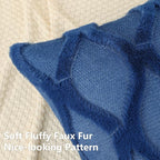 decorUhome Spring Throw Pillow Covers 18x18 Inch Set of 2, Soft Plush Faux Fur Wool Dark Blue Couch Pillow Covers, Decorative Neutral Pillow Cases for Bed Sofa Living Room Home Decor