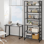 BHG Vintage Multifunctional Folding Bookshelf, No-Assembly Plant Stand Storage Rack Shelves for Home Office