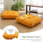 Washable Floor Pillow Cushion for Adults, Meditation Cushion Pillow, Large Square Floor Sitting, Removable Tufted Corduroy Cover, for Tatami Living Room or Yoga, 22x22 Inch, 2Pack, Machine Washable