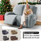 VANSOFY Recliner Loveseat Cover, 6-Pieces Stretch Dual Recliner Sofa Cover Soft Jacquard Reclining Couch Slipcover Furniture Protector with Elastic Bottom for Kid, Pets(2 Seat,Light Gray)