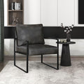 Lexicon Modern Accent Chair, Faux Leather Upholstered Living Room Chair With Wrapped Armrests,Arm Chair With Black Metal Frame,Comfy Single Chair For Living Room/Bedroom/Reading Room/Office,Dark Brown