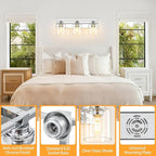 3 Light Modern Bathroom Light Fixtures Over Mirror, Chrome Vanity Lights for Bathroom Wall Sconces with Clear Glass Shades, E26 Socket (Bulbs Not Included)