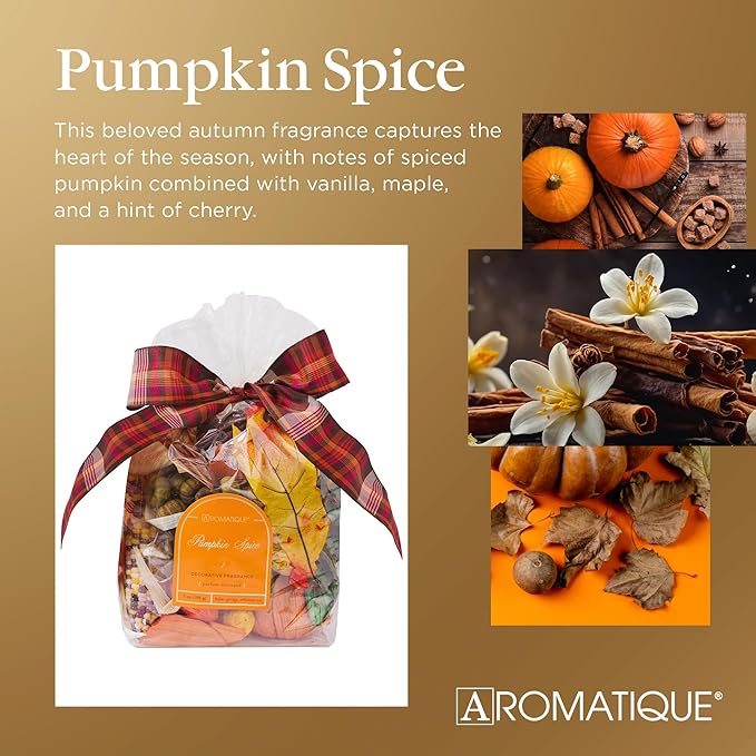 Aromatique Pumpkin Spice Potpourri – 7 oz Decorative Fragrance with Pumpkin, Vanilla & Maple – Long-Lasting Scented Botanicals for Fall Home Décor – Hand Made in The USA