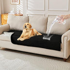 HAOMAIJIA Waterproof Couch Cover for Dogs Washable,Faux Fur Pet Couch Covers for Sofa,Soft Dog Bed Cover Non-Slip Couch Covers for 3 Cushion Couch Sofa Pet Friendly (Black, 35" x 74" 1 Pack)
