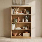 Casaphoria 49" H Wooden Bookshelves, 4 Tier Wide Bookshelf with Adjustable Shelves, Deep Farmhouse Bookshelf for Living Room,Bedroom & Home Office