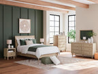 Signature Design by Ashley Cielden French Country 6-Drawer Dresser and Mirror with Safety Stop, Light Brown