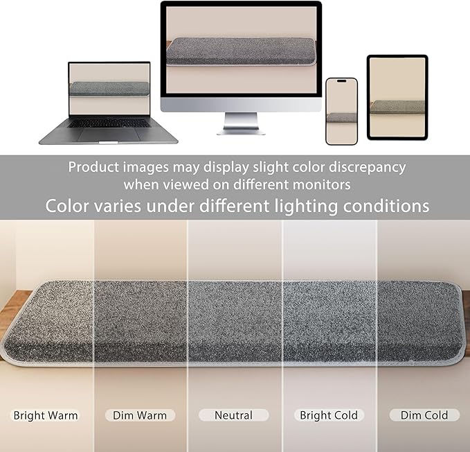 PURE ERA Bullnose Carpet Stair Treads Set Tape Free Non-Slip Indoor Stair Protectors Pet Friendly Rugs Covers Soft Skid Resistant Washable Reusable 9.5" x 30"(2 Pieces,Gray)