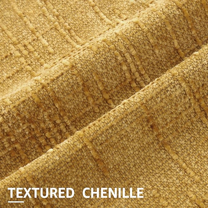 decorUhome Spring Mustard Yellow Chenille Throw Pillow Covers 16x16 Set of 2 Textured Soft Cozy Slubby Couch Pillow Covers Modern Farmhouse Boho Decorative Pillow Cases for Bed Sofa Living Room