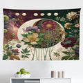 Ambesonne Moon Tapestry, Abstract Blooming Gentle Leafy Flowers with Lunar Phase Ethno Details, Fabric Wall Hanging Decor for Bedroom Living Room Dorm, 45" X 30", Fern Green Eggshell Lilac