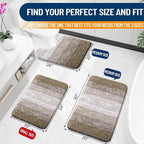 OLANLY Bathroom Rug Set 2 Piece, Soft Absorbent Microfiber Bath Mats and U-Shaped Contour Toilet Rug, Non-Slip, Machine Wash Dry, Plush Shaggy Bath Mats for Bathroom (30"x20"+24"x20", Coffe)