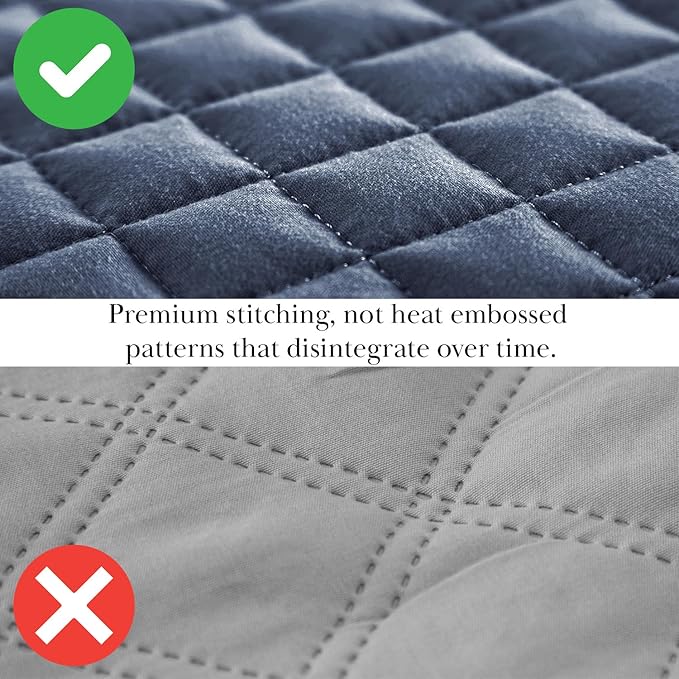 Southshore Fine Living, Inc. Twin Quilt Bedding Set, Soft Microfiber Summer Bedspread Coverlet, Stain and Pet Hair Resistant Bedding, Machine Washable Twin XL Quilt Set with 1 Pillow Sham, Dark Blue