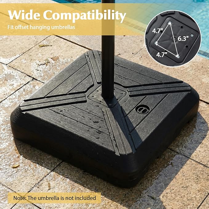 Tangkula Cantilever Umbrella Base with Wheels, 345 LBS Heavy-Duty HDPE Sand Water Filled Offset Umbrella Weighted Stand with Cross Base for Patio Backyard Poolside